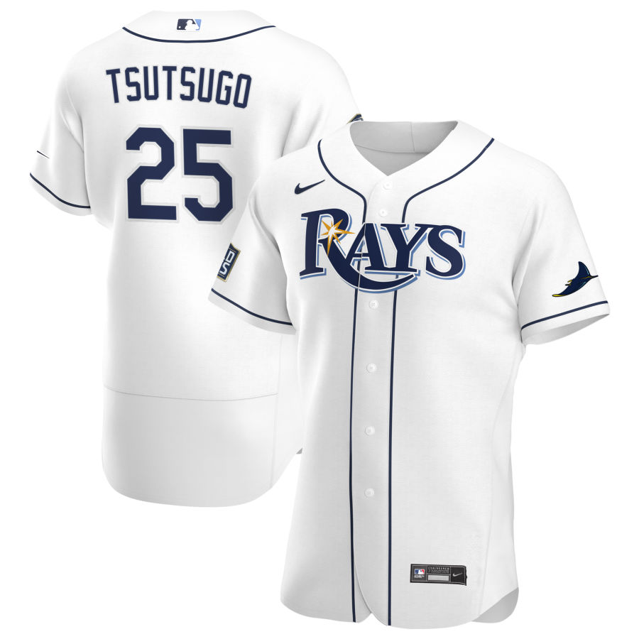 Tampa Bay Rays #25 Yoshi Tsutsugo Men Nike White Home 2020 World Series Bound Authentic Player MLB Jersey